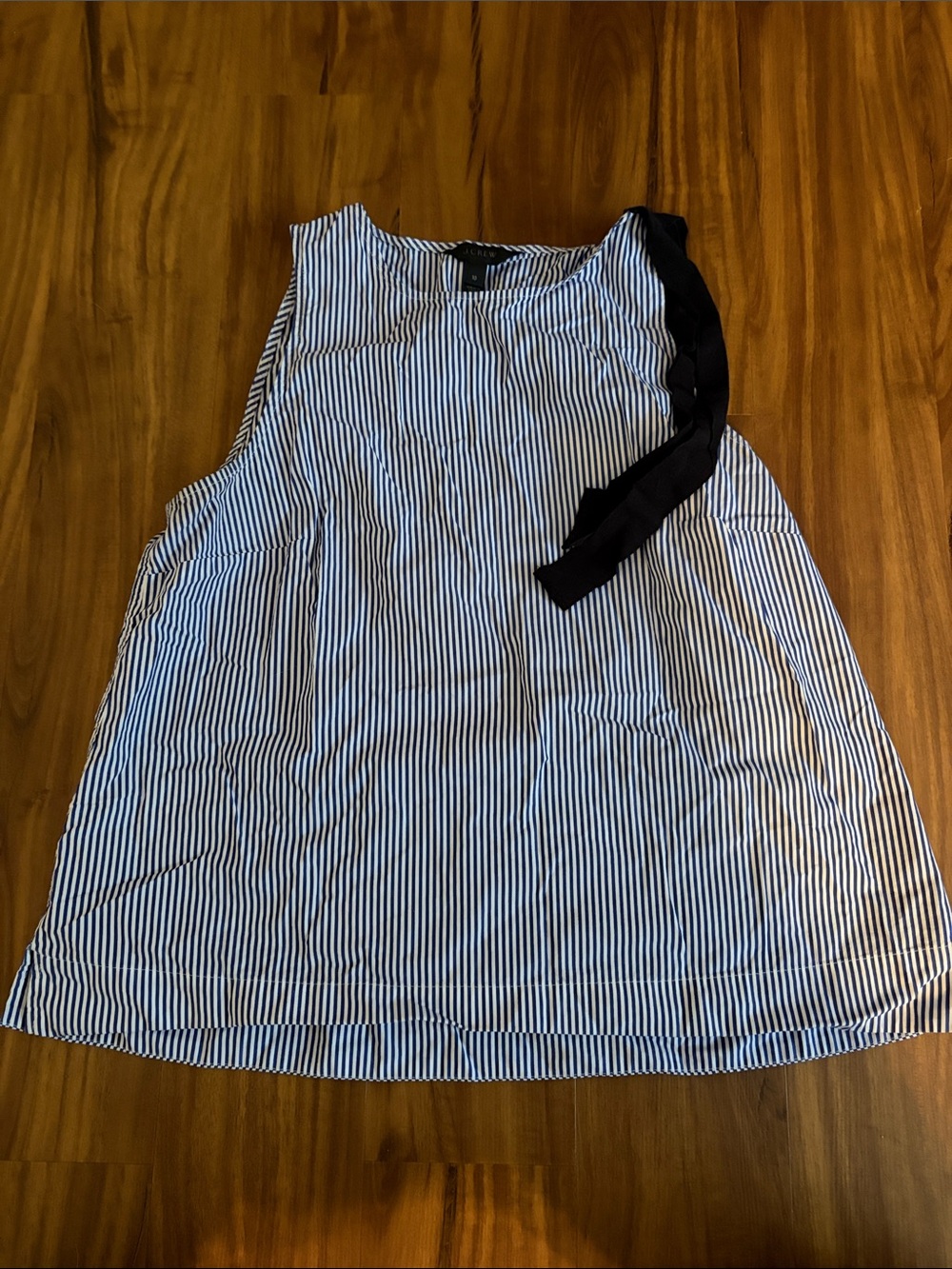 J. Crew Navy & White Striped Tie-Shoulder Tank
